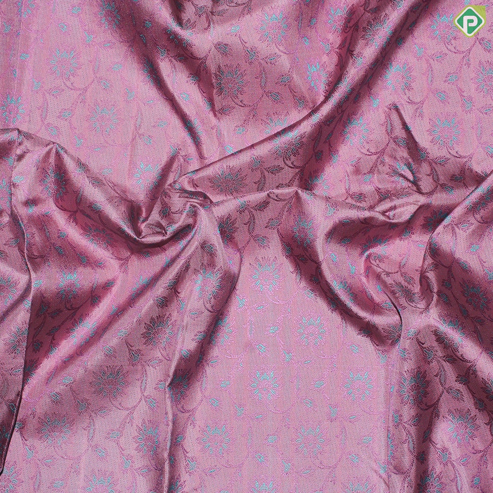 Peach Pink Flower Punch Thread work  Design Gold Zari With Self Color Border Trendy Silk Saree