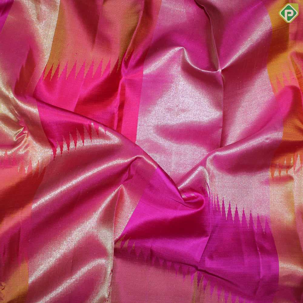 Multi Color Gold Zari With Raising Broder Traditional Silk Saree