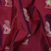 Rani pink silver gold zari yaazhi butta design self silver gold zari double line border soft silk saree