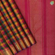 Paalum pazhamum kattam multi color checks design self gold zari micro zig zag border traditional silk saree