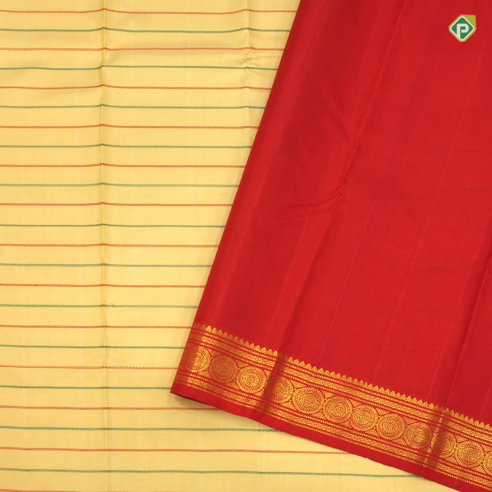 Sandal Colour Kanga Jamauna Border Dual Pallu And Dual Blouse Traditional Silks Saree