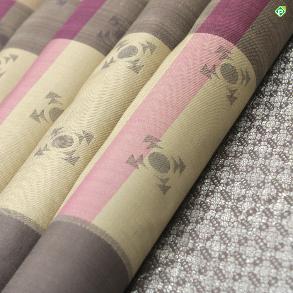 Beige With Lavender Pink Colour Dual Colour Lines Trendy Silks Saree