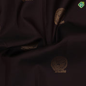 walnut brown gold zari peacock dancing butta design mustard yellow gold zari butta border traditional retro silk saree