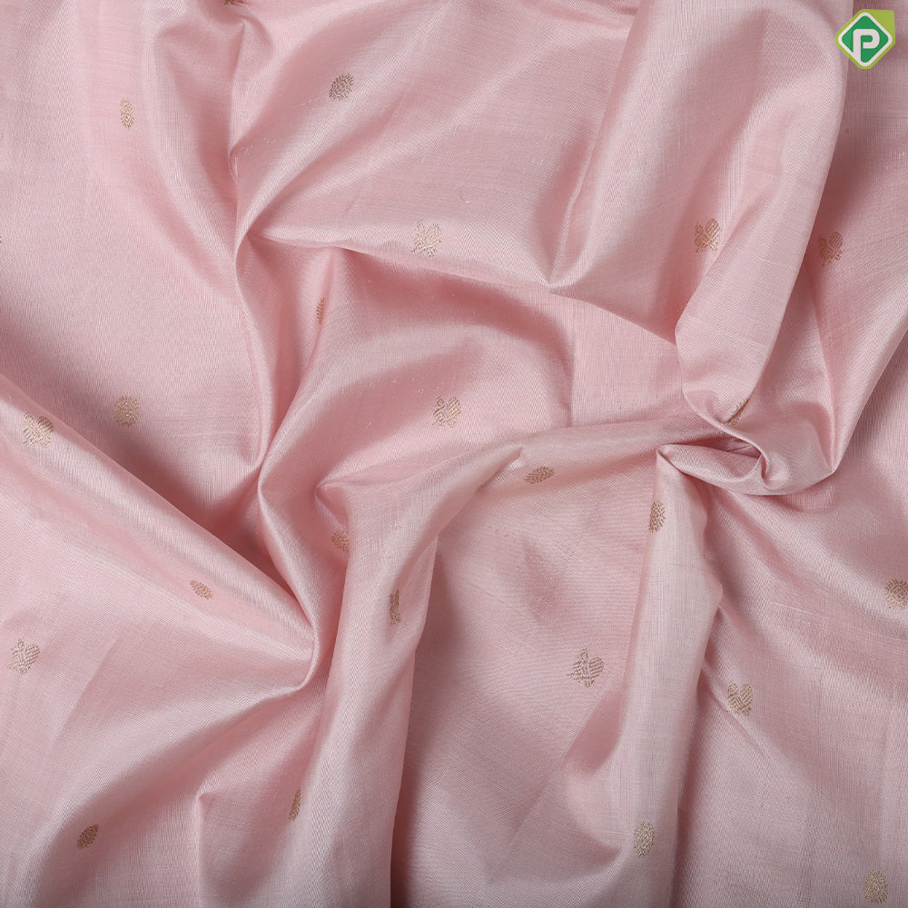 peach gold zari peacock rudraksham butta design contrast green gold zari diamond border traditional silk saree