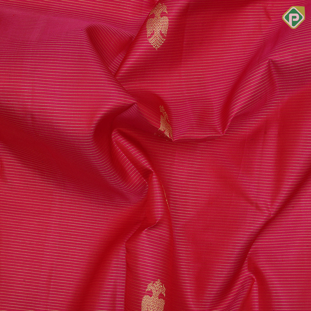 Rani Pink Gold Zari Vairaoosi Gandaberunda Design Self Colour Mayilkan Ruthracham Border Design Traditional Silk Saree