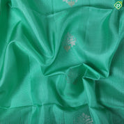 Rama green silver gold zari butta design double colour border Pallu design soft silk saree