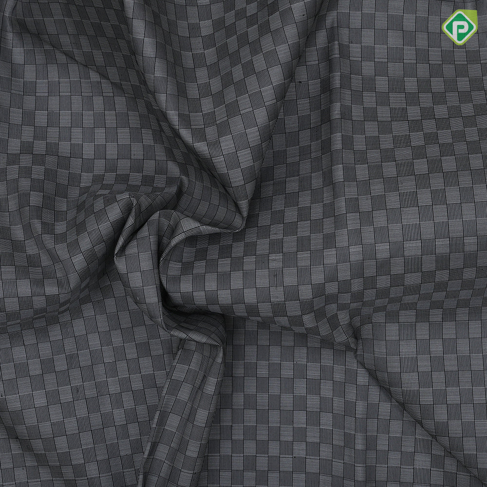 Elephant grey with steel grey self checks design rani pink god zari Edge border Luxury black silk saree