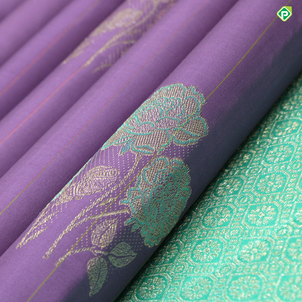 Lavender Pink Colour Small Rose Flower Motifs Trendy Silks Saree