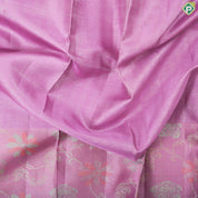 baby pink silver zari square box design self silver zari meena work border trendy designer silk saree