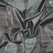 Jungle Green Silver And Gold Zari With Teal Green Maylkan Design Border Traditional Silk Saree