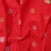 Chilly Red Gold Zari Peacock Butta Self Colour Edge Green Border Traditional Silk Saree