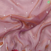 Charm pink tissue effect embroidery butta and embroidery cut work border Hollywood Fancy saree