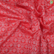 Chilly red white thread work embossed design Rani red with gold zari flower pot border trendy silk saree