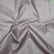Creamy Peach With Grape Brown Small Checks Contrast Border Traditional Silk Saree