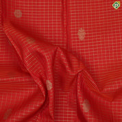 Fanta orange gold zari checked rudraksham kandapiranda butta self multi lines border vintage traditional silk saree