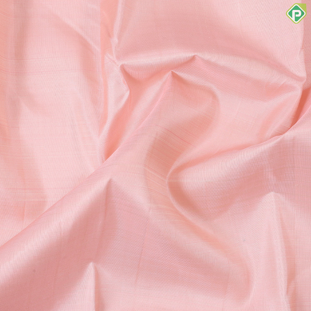 Peach Plain full body weaved design contrast pink with which checked border Traditional silk saree