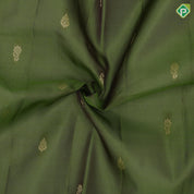 Leaf Green Gold Zari Thilagam Flower Butta Design Purple Floral Weave Border Design Pure Mix Silk Saree