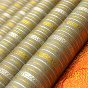 Pewter Grey With Peach Orange All Over Design Grand Wedding Silks Saree