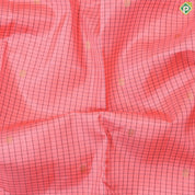 peach orange with brown checks gold zari rudraksham butta contrast rettapet border retro traditional silk saree