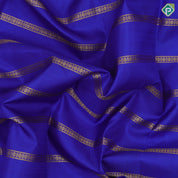 Royal Blue Gold Zari Ruthracham Line Design Aqua Blue Peacock Manga Bavanji Border Design Traditional Silk Saree