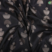 Luxury Black half circles geometric motifs design borderless trendy designer silk saree