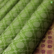 Sage Green With Purple Colour Big Folka Dots With Cross  Lines Grand Bridal Silks Saree