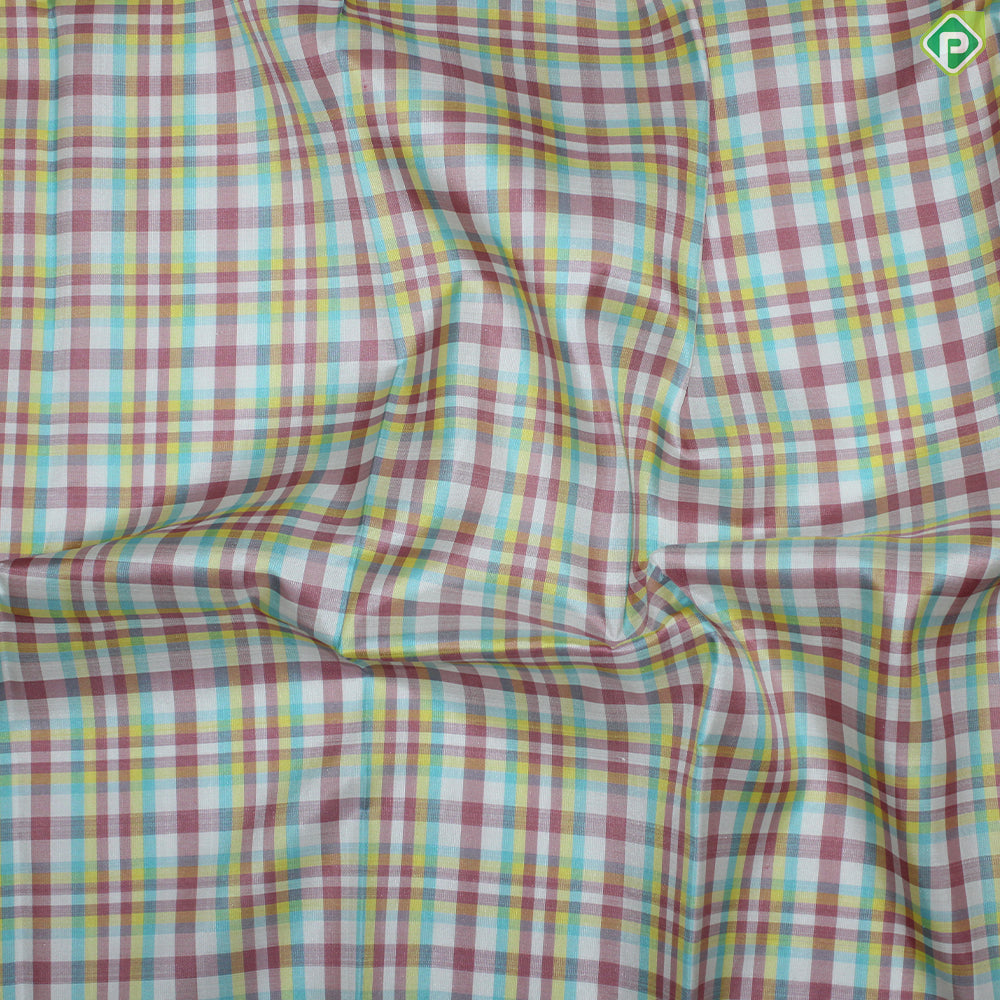 Multi Color Checks With Onion Pink Gold Zari Traditional Silk Saree