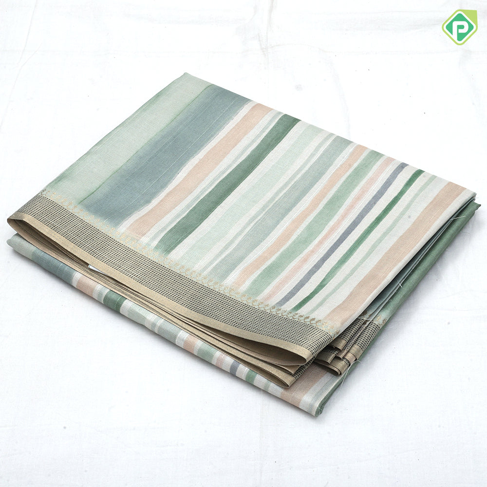 Multi color bars stripes floral pallu edge border trending fancy cotton saree