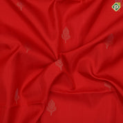 tomato red silver gold zari fancy flower buds butta self gold zari fancy shape border soft silk saree