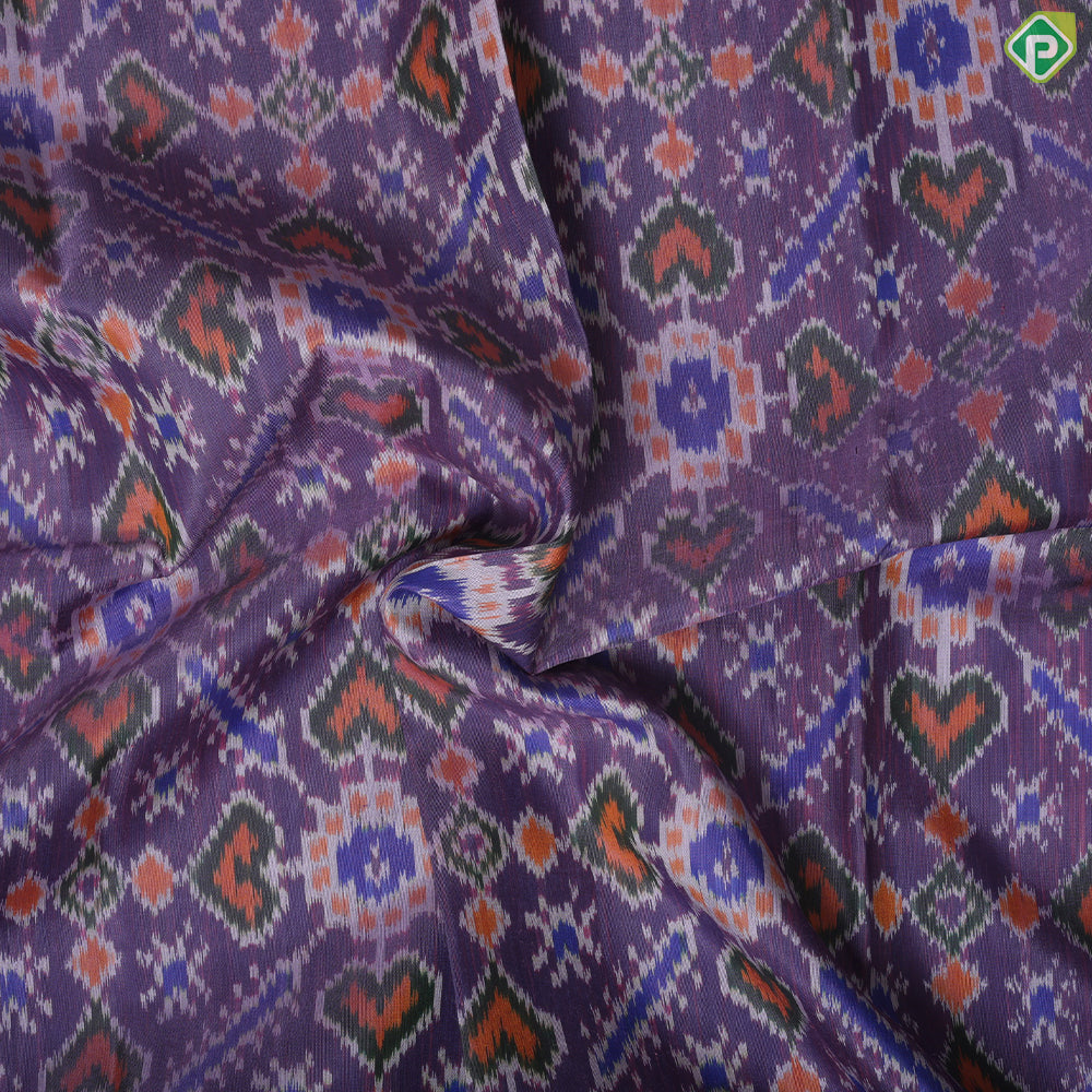 Lavender with multi color pochampalli design rexona green gold zari vanasingaram border Ikkat silk saree