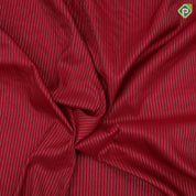 Maroon red silver gold zari stipes and four side floral embroidered self silver gold zari zig zag line border embroidery silk saree