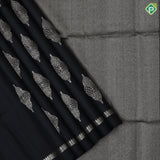 Black silver gold zari classis art symbol butta self silver gold zari rangoli divided plain border soft silk saree