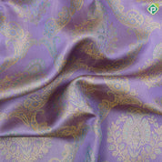 Lavender silver gold zari grand floral design Sea blue gold zari fancy floral design tissue silk saree