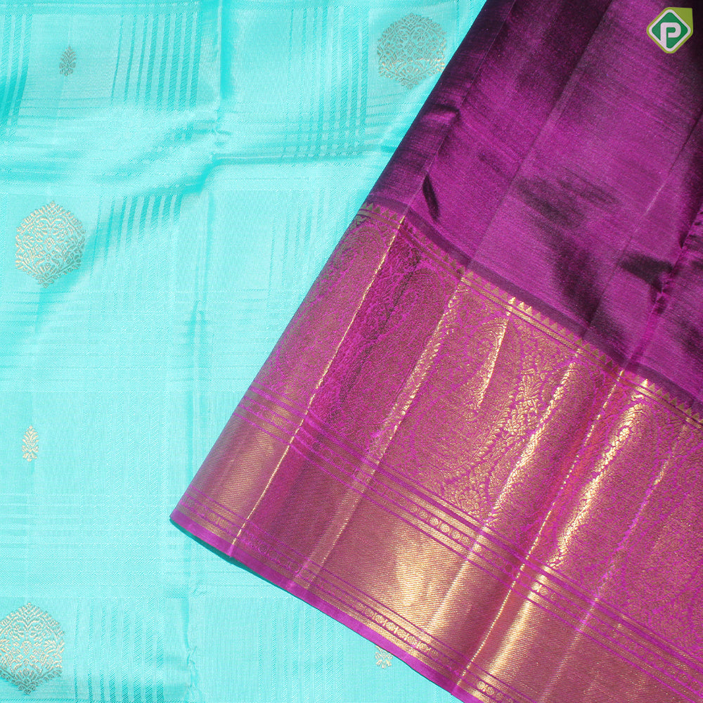 Rexsona Green With Purple Pink Gold Zari Mango Design Border Traditional Silk Saree