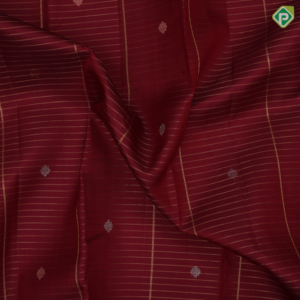maroon gold zari lines small zari butta design self gold zari peacock butta meena work border traditional silk saree