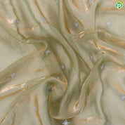 Mint green tissue effect diamond embroidered butta multi color floral cut work embroidery fancy saree