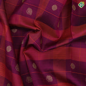 Purple pink base orange combo gold zari elephant chakkaram butta self god zari rettapet border traditional silk saree