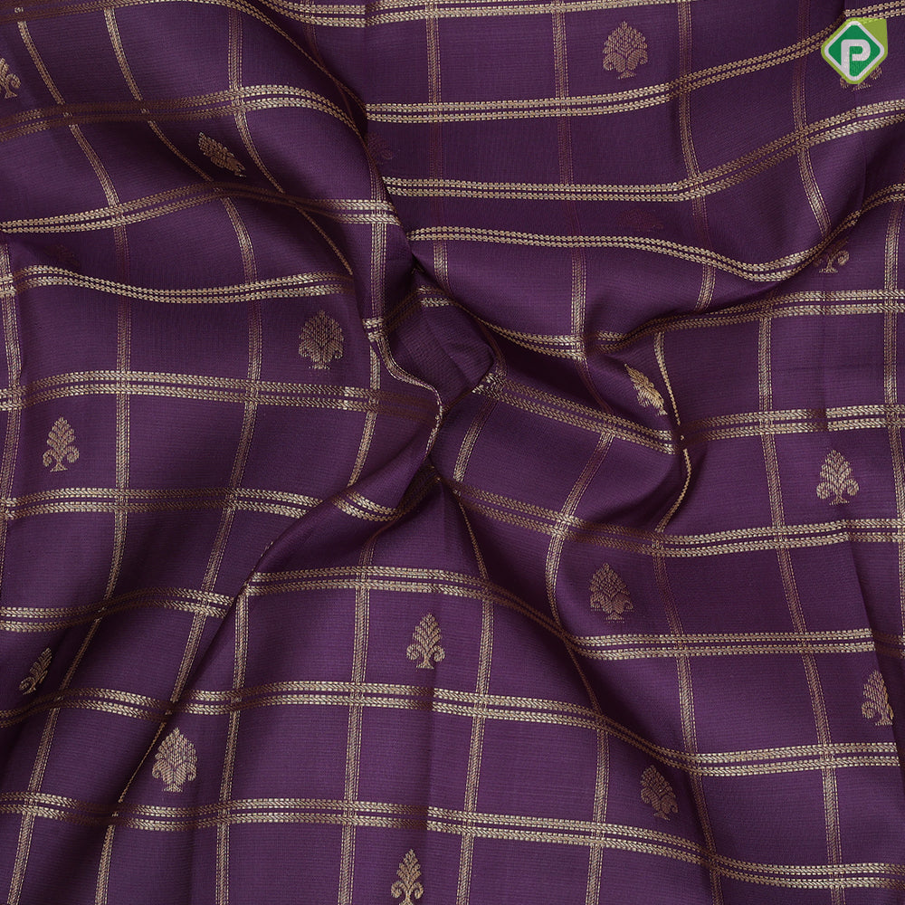 Violet gold zari window panel mid fancy butta pink gold zari fancy border Pure Mix silk saree