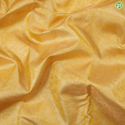 Mango yellow silver zari grand floral design self fancy leaf meena work border trendy tissue silk saree