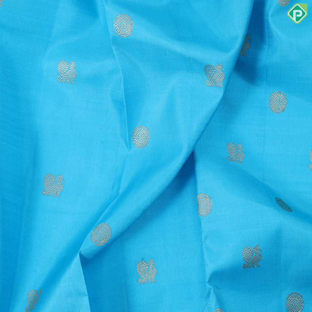 Rama Blue Paalum Pazhamum Border Retro Traditional Silk Saree