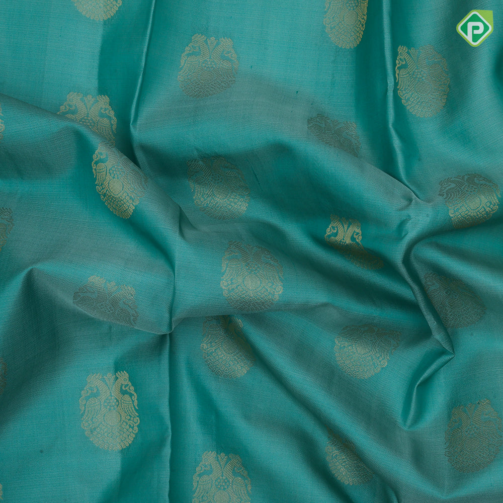 peacock green gold zari kandapiranda butta dark green gold zari fancy border traditional silk saree