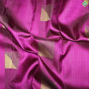 Red Violet Gold Zari Checked Design Border Less Trendy Silk Saree