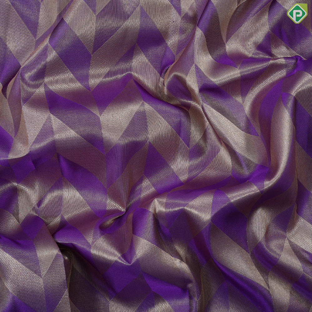 Dark lavender silver gold zari arrow line design beige silver gold zari spin weave design Trendy silk saree