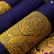 Indigo Blue With Lavender Pink Flower Motifs Traditional Silks Saree