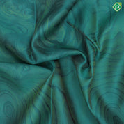 Sea blue base art work inspired design self Netherlands street concept border signature edition silk saree