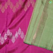 Magenta With Silver And Gold Zari Waves Butta Design Borderless Trendy Designer Silk Saree