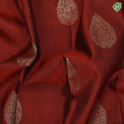 Rust Orange Gold Zari Thilagam Butta Design Coffee Brown Mango Charagam Border Design Traditional Silk Saree