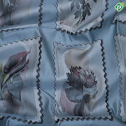 Iron grey flowers frame weaved design borderless signature edition silk saree
