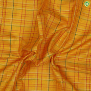 Mustard Yellow Gold Zari Check Design Cream Colour Peacock Border Design Traditional Silk Saree