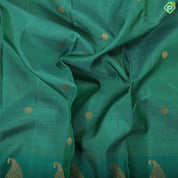 Spanish Green gold vairaoosi rudraksham butta design purple gold zari mango padded border traditional silk saree